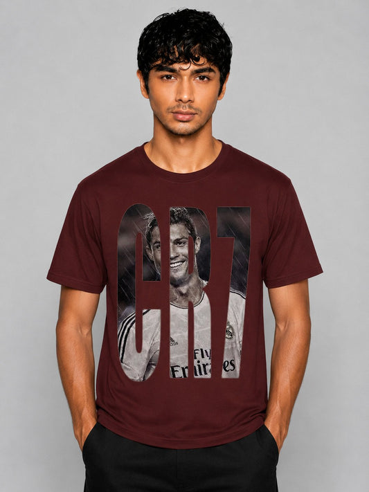 CR7 Printed Round Neck Regular Pre-customized Tshirt for Men