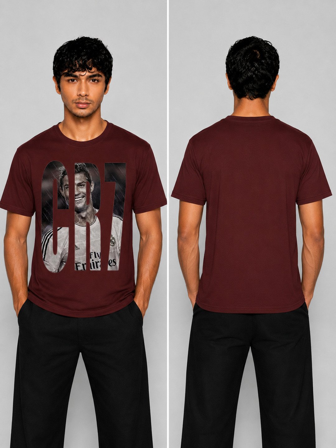 CR7 Printed Round Neck Regular Pre-customized Tshirt for Men