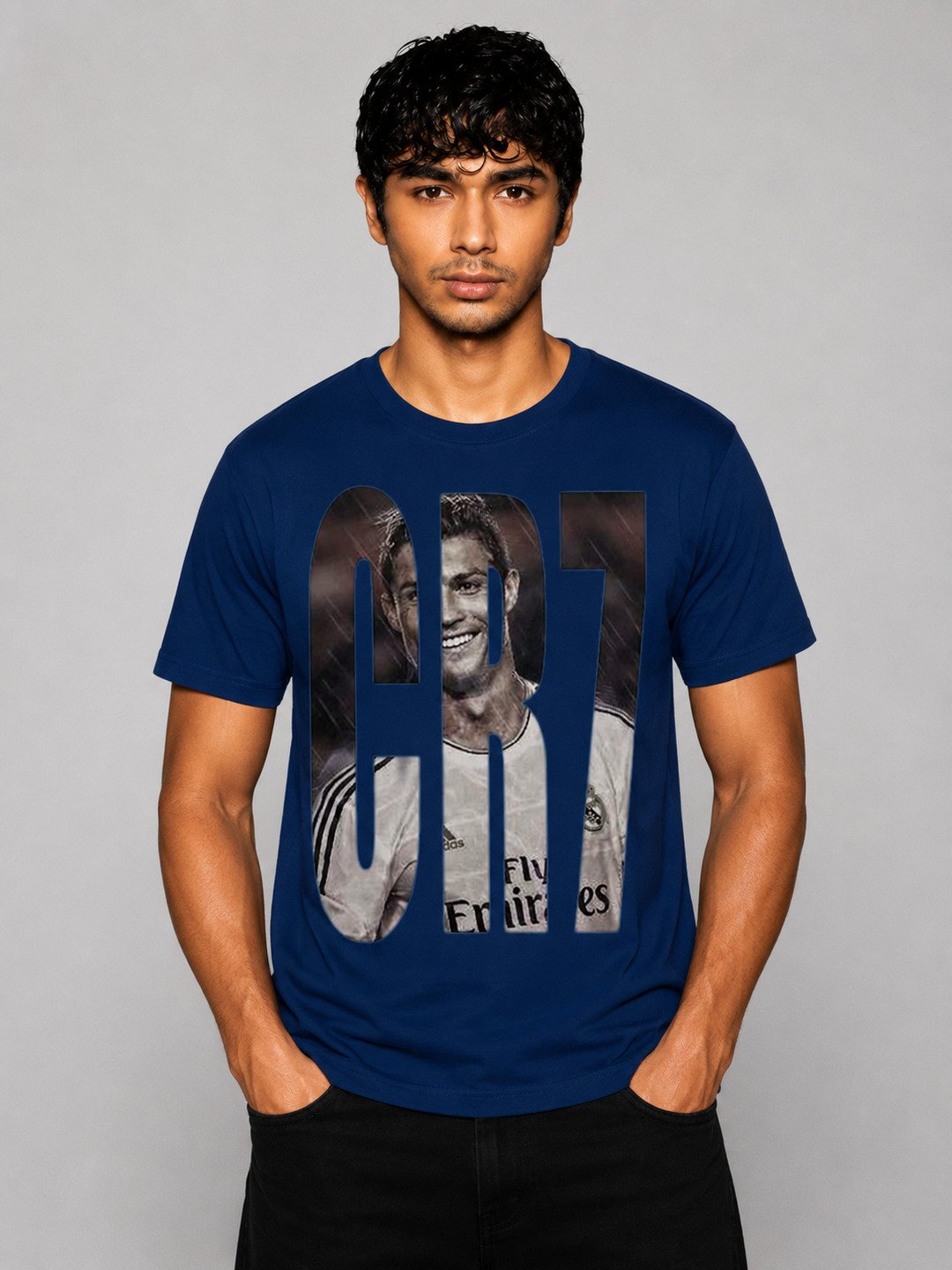CR7 Printed Round Neck Regular Pre-customized Tshirt for Men