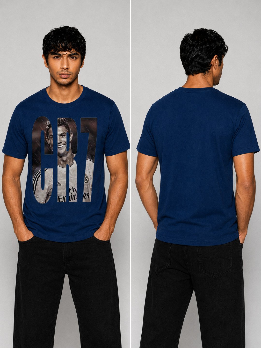 CR7 Printed Round Neck Regular Pre-customized Tshirt for Men