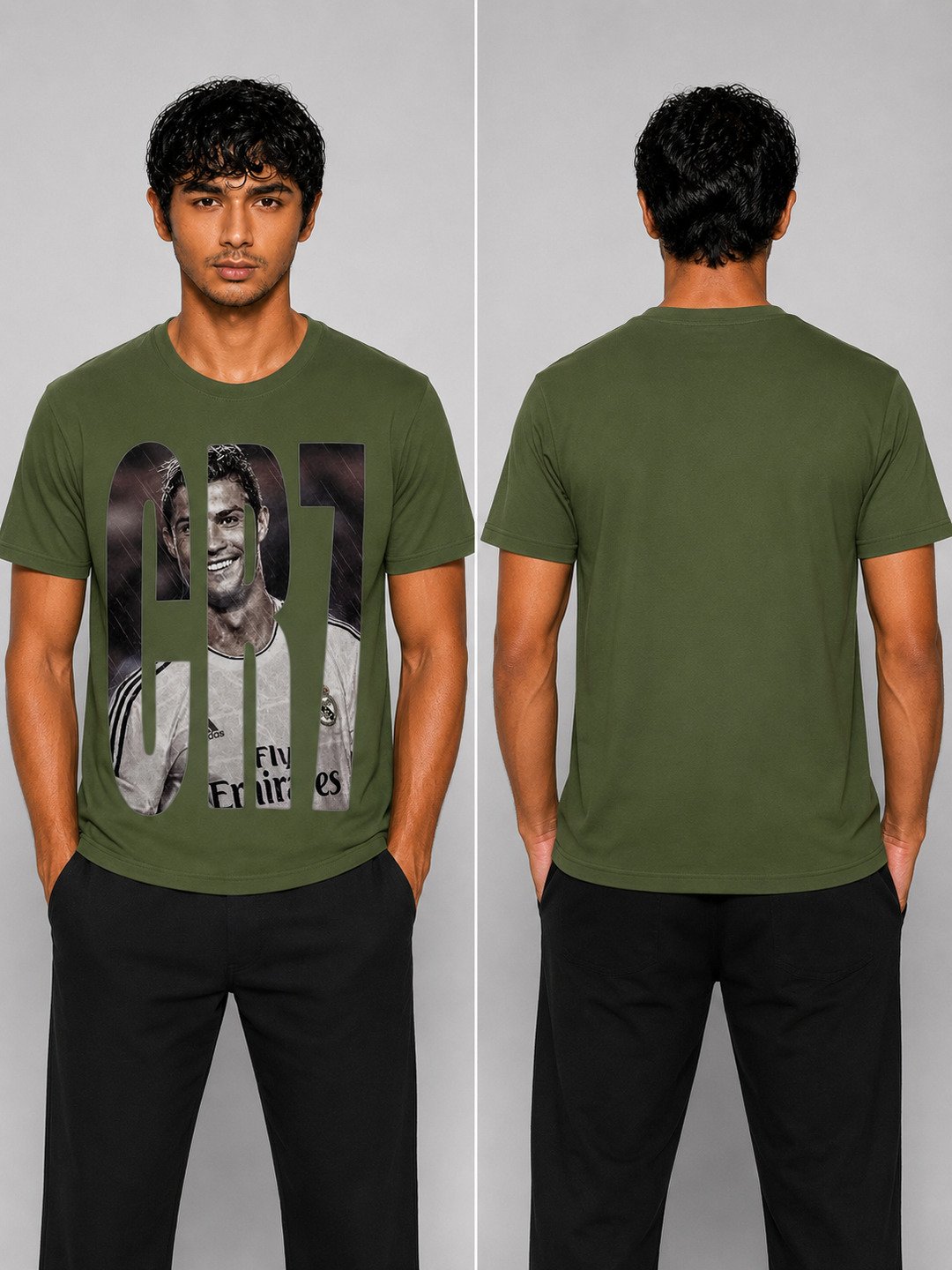 CR7 Printed Round Neck Regular Pre-customized Tshirt for Men