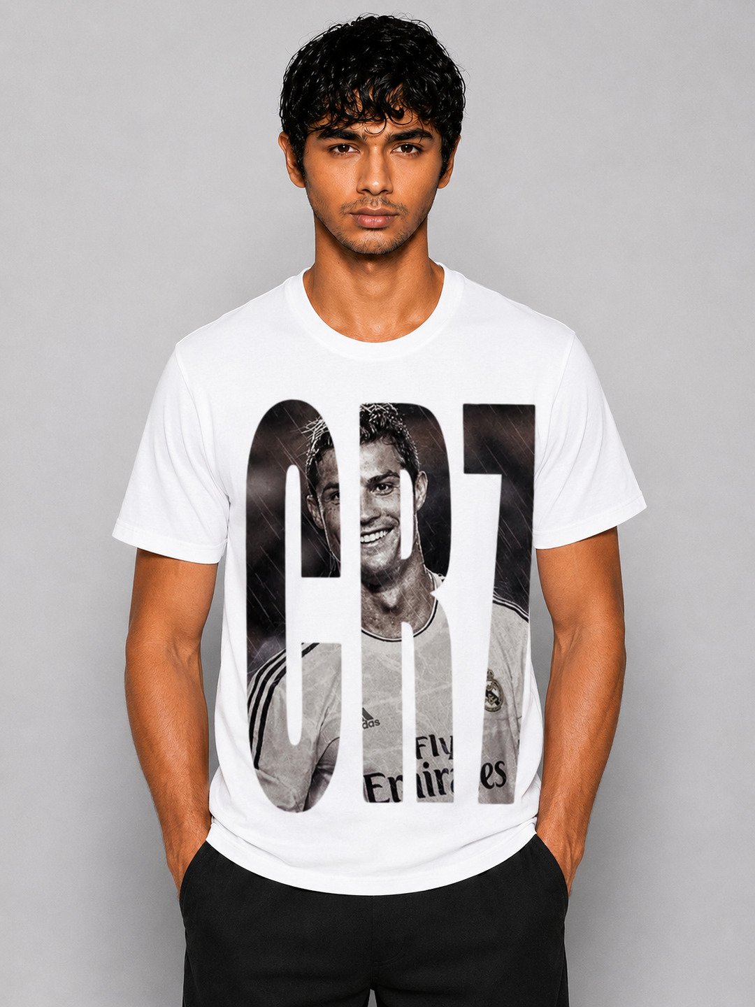 CR7 Printed Round Neck Regular Pre-customized Tshirt for Men