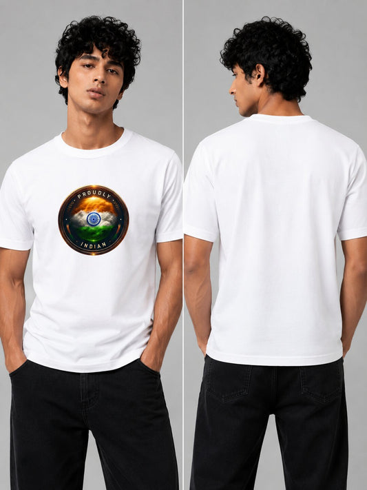 Bharat Rising Printed Round Neck Regular Pre-customized Tshirt for Men