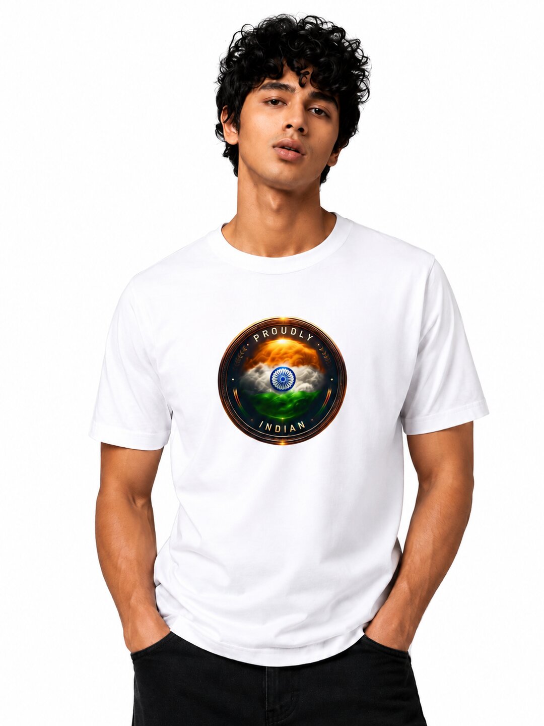 Bharat Rising Printed Round Neck Regular Pre-customized Tshirt for Men