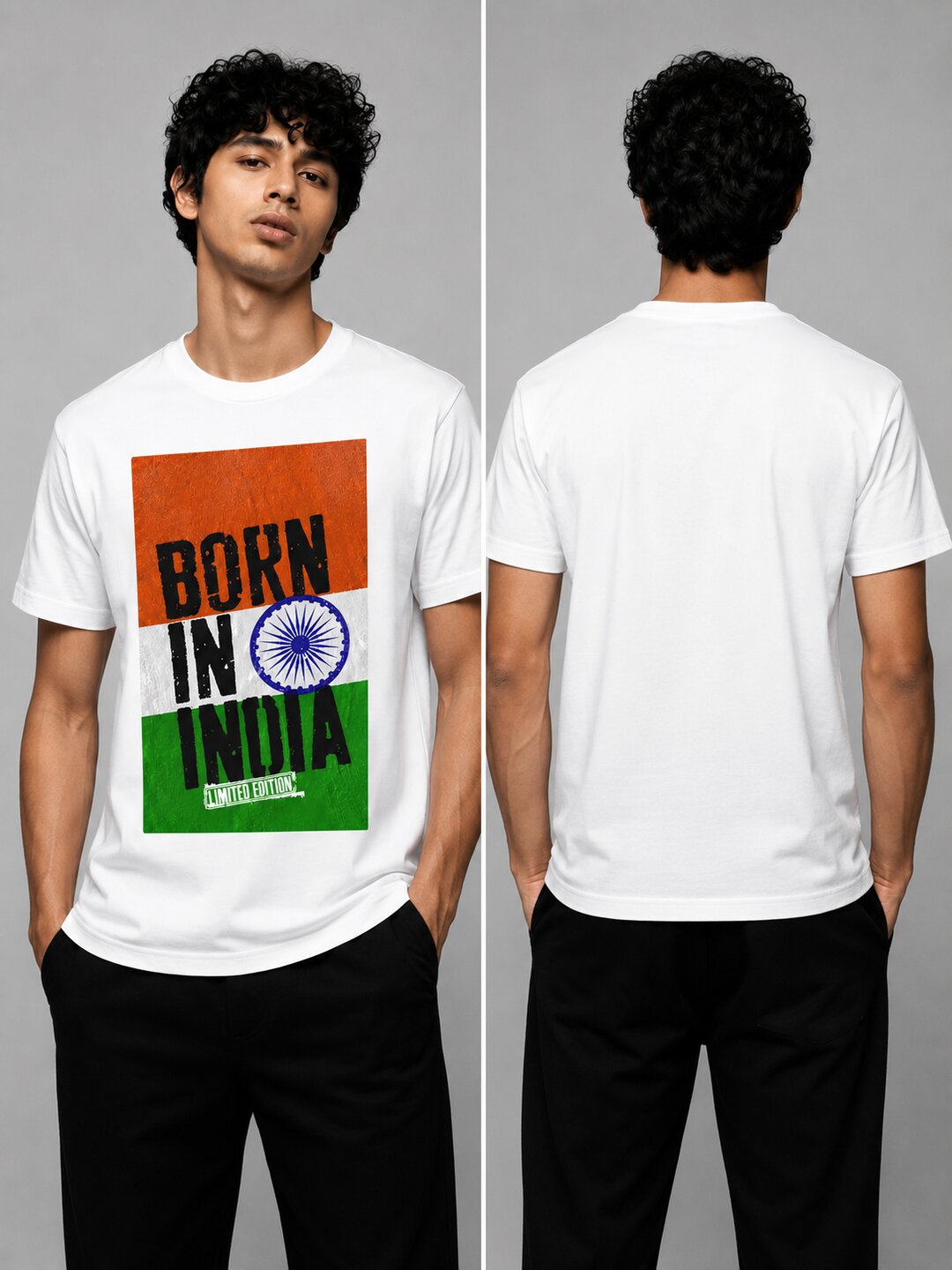 Desi Roots Printed Round Neck Regular Pre-customized Tshirt for Men