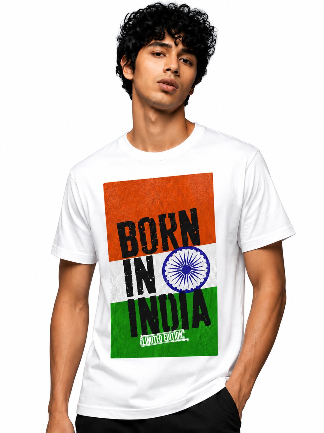 Desi Roots Printed Round Neck Regular Pre-customized Tshirt for Men