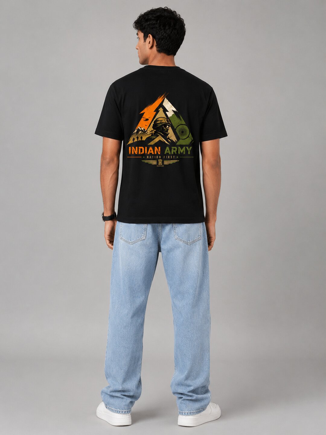 Indian Army – Nation First Printed Round Neck Regular Pre-customized Tshirt for Men