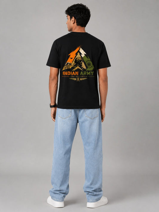 Indian Army – Nation First Printed Round Neck Regular Pre-customized Tshirt for Men