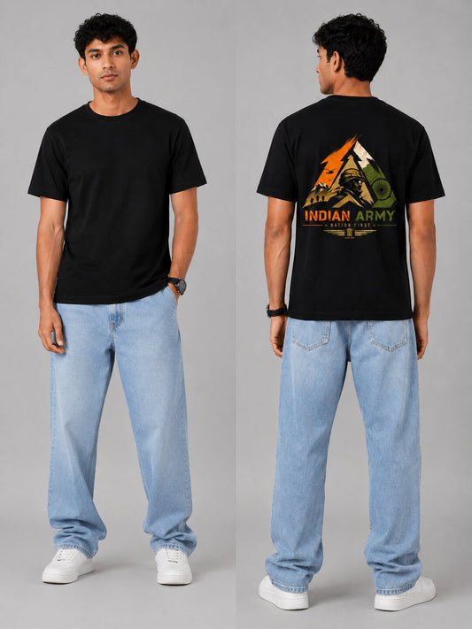 Indian Army – Nation First Printed Round Neck Regular Pre-customized Tshirt for Men