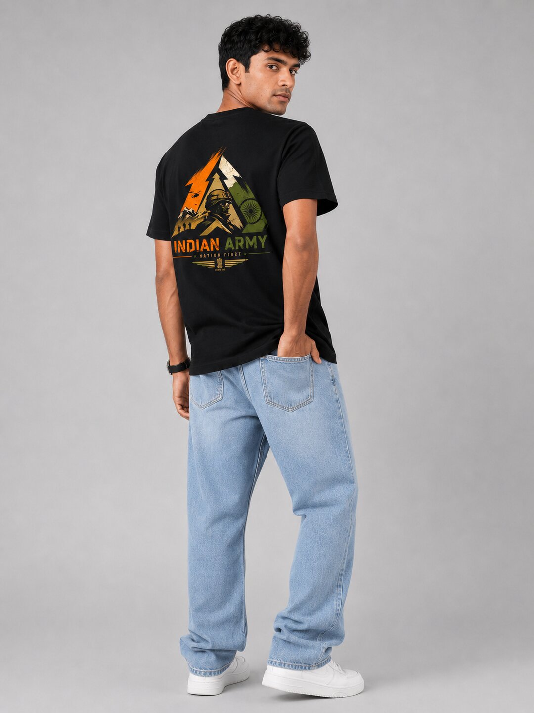 Indian Army – Nation First Printed Round Neck Regular Pre-customized Tshirt for Men