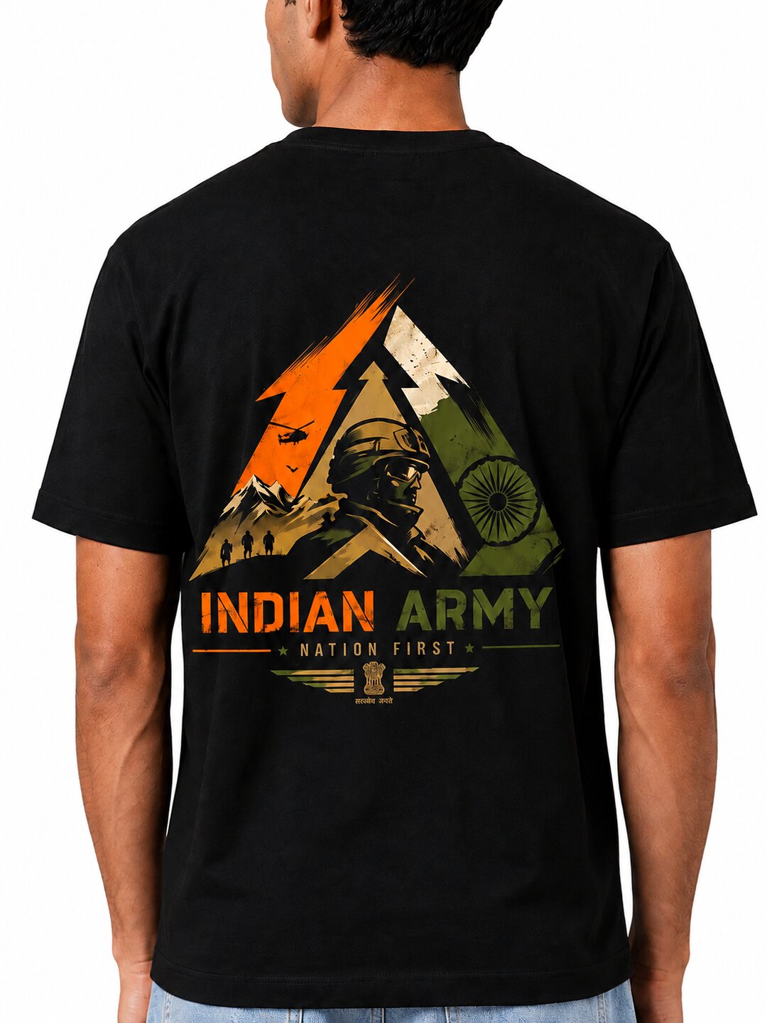 Indian Army – Nation First Printed Round Neck Regular Pre-customized Tshirt for Men