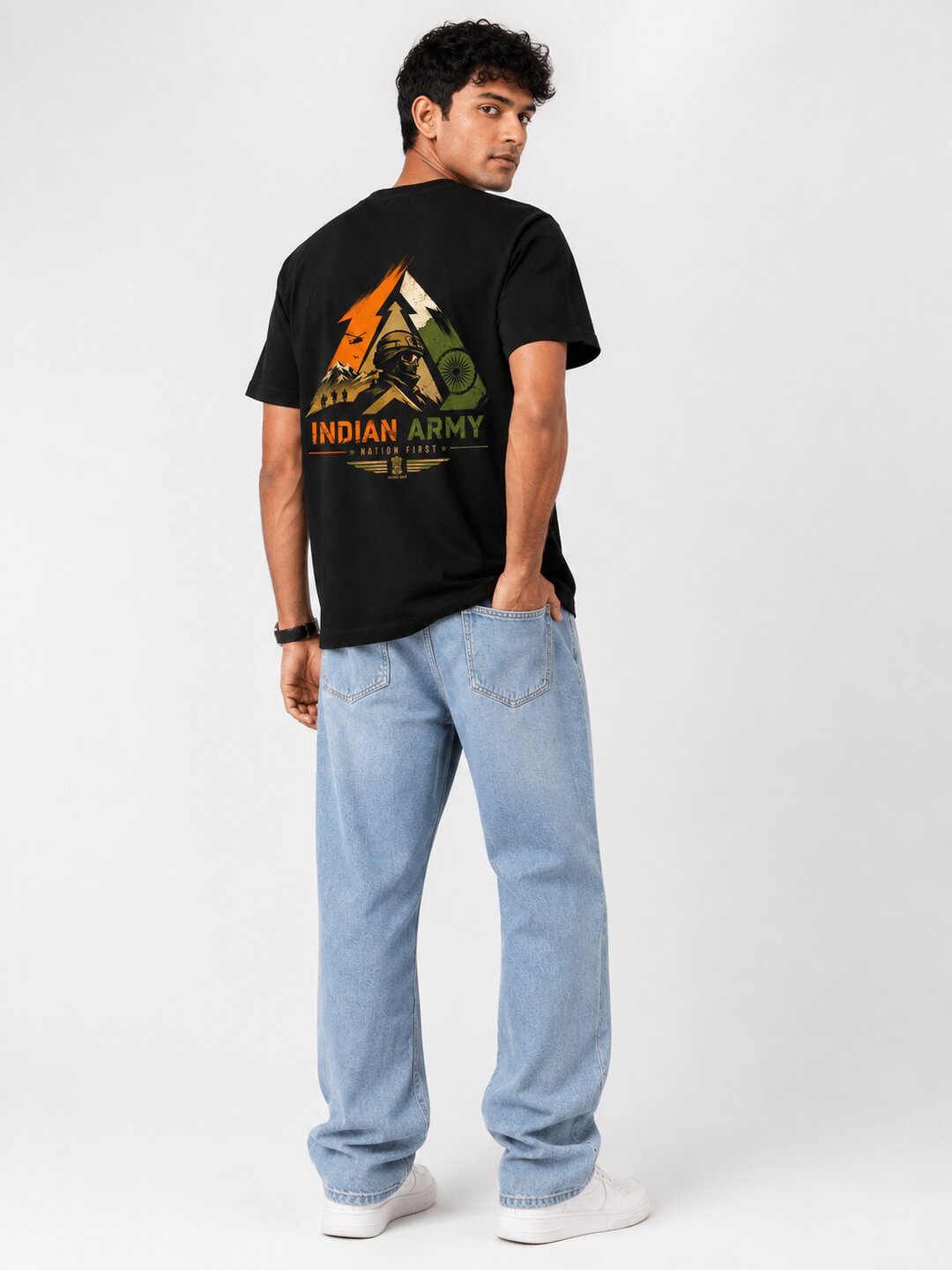 Indian Army – Nation First Printed Round Neck Regular Pre-customized Tshirt for Men