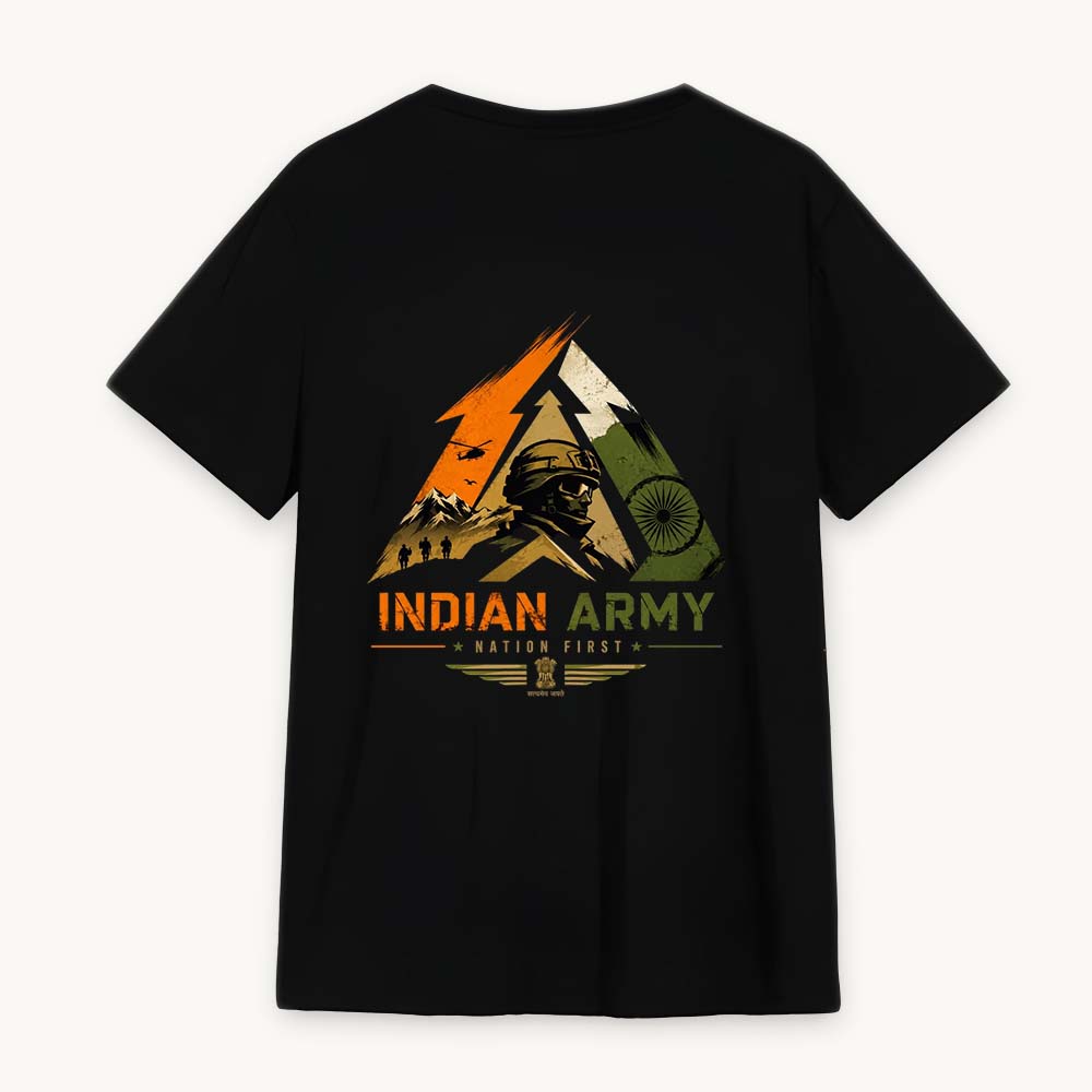 Indian Army – Nation First Printed Round Neck Regular Pre-customized Tshirt for Men