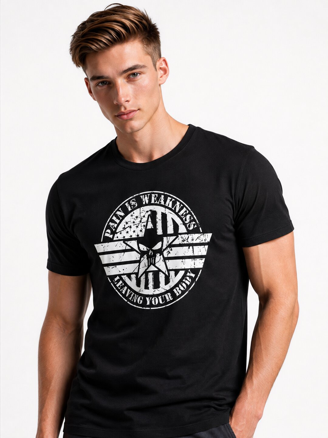 Pain is Weakness Printed Round Neck Regular Pre-customized Tshirt for Men