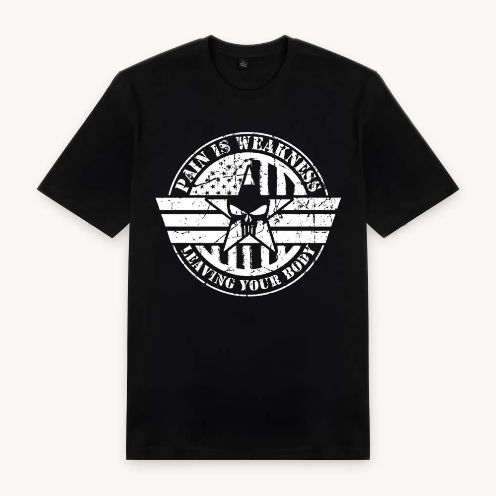 Pain is Weakness Printed Round Neck Regular Pre-customized Tshirt for Men
