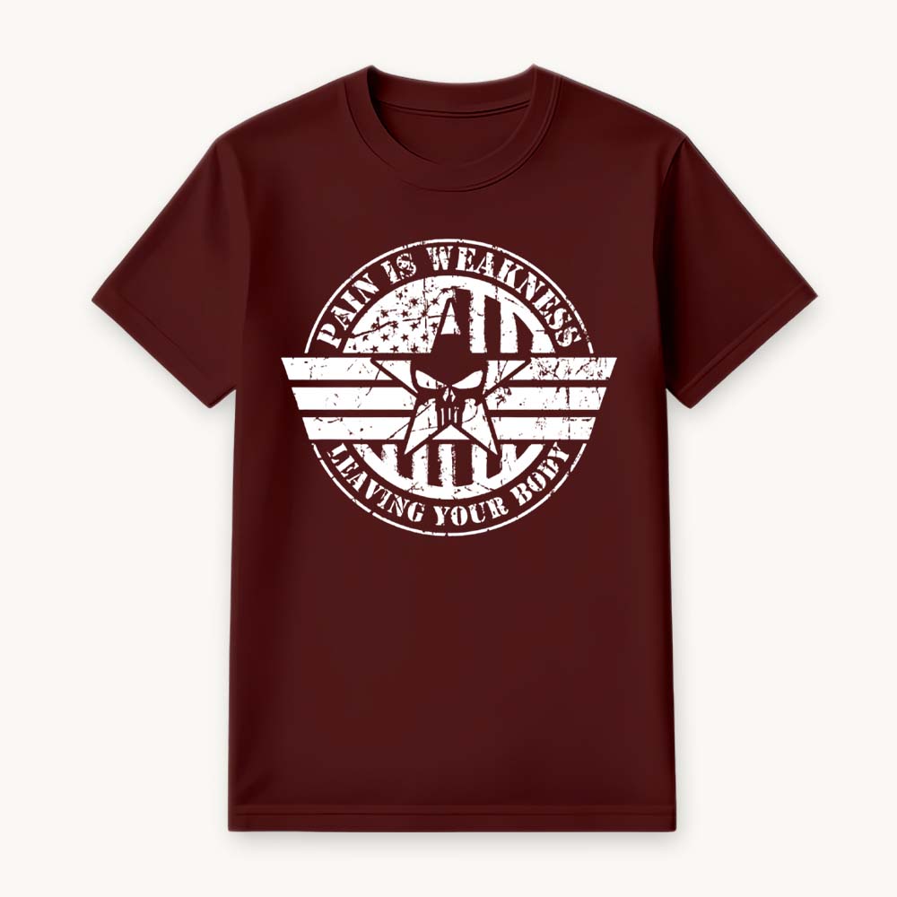 Pain is Weakness Printed Round Neck Regular Pre-customized Tshirt for Men