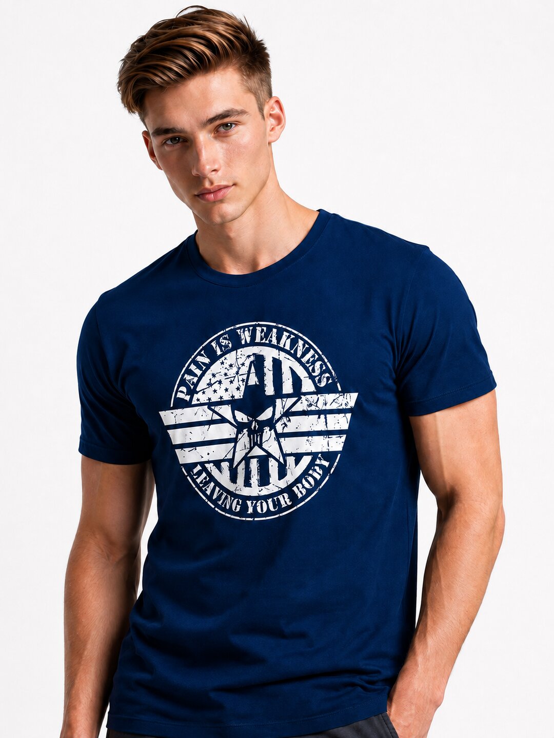 Pain is Weakness Printed Round Neck Regular Pre-customized Tshirt for Men