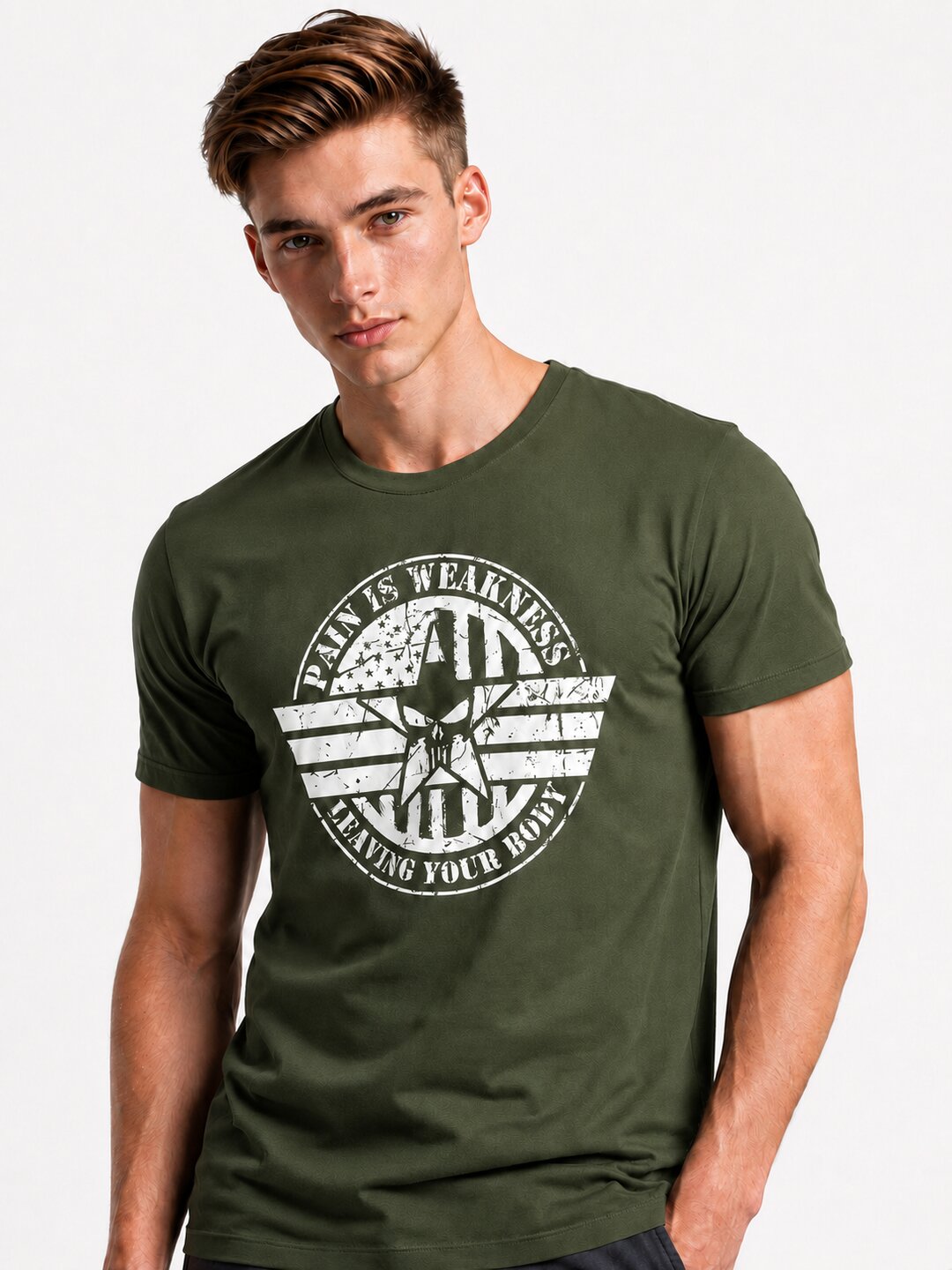 Pain is Weakness Printed Round Neck Regular Pre-customized Tshirt for Men