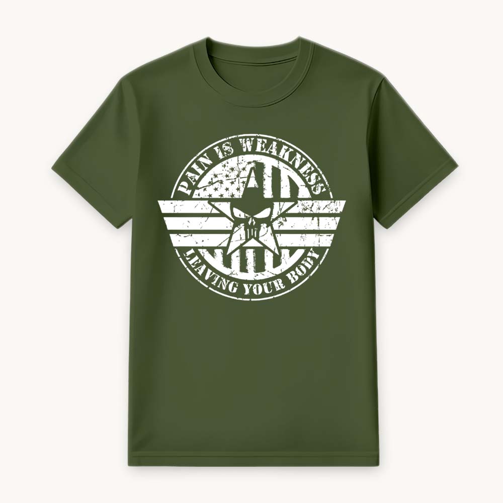 Pain is Weakness Printed Round Neck Regular Pre-customized Tshirt for Men