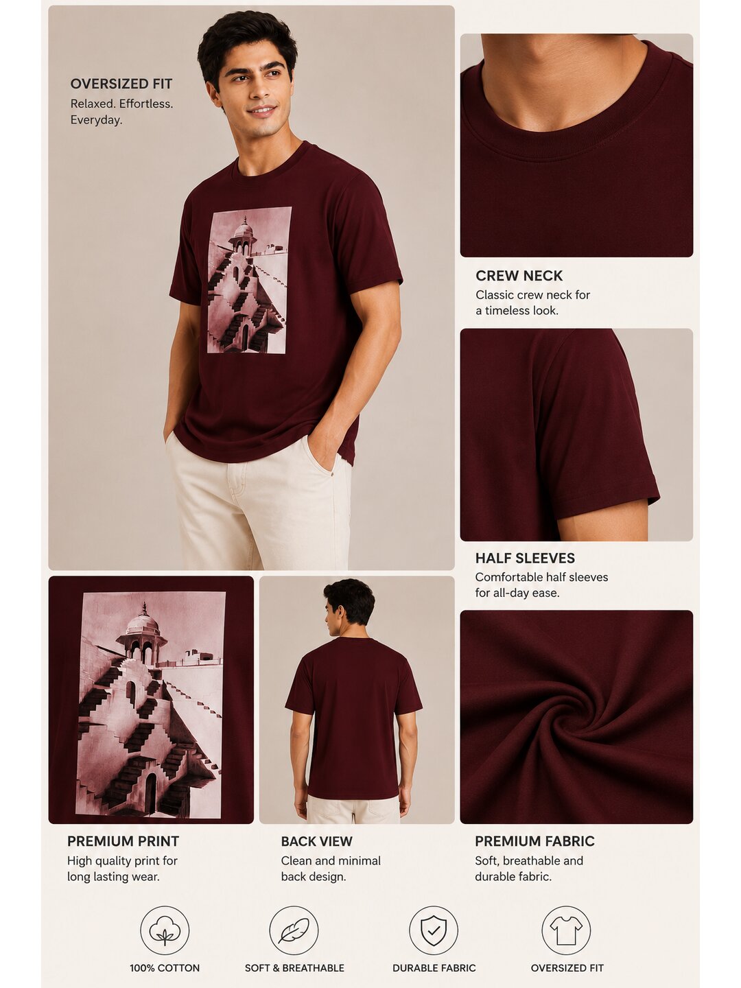 Culture 06 Printed Round Neck Regular Pre customized Tshirt for Men
