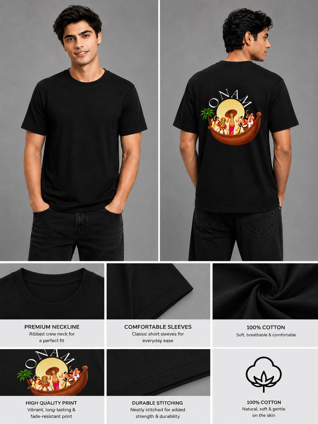 Mahabali Printed Round Neck Regular Pre-customized Tshirt for Men