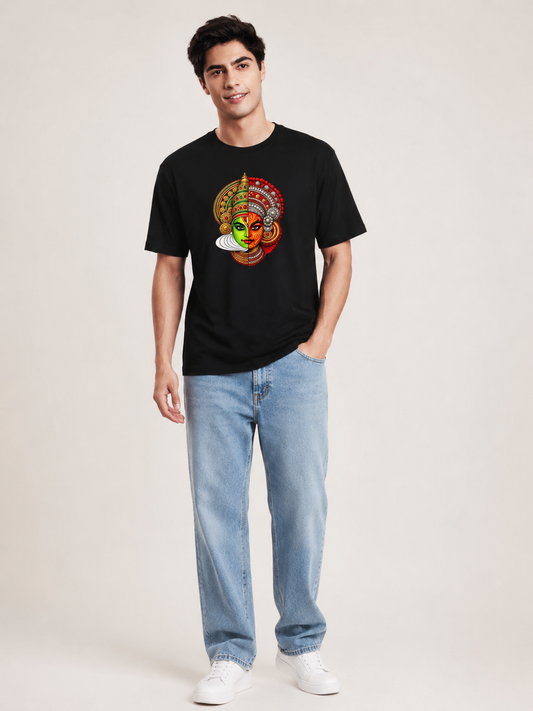 Kadhakali Printed Round Neck Regular Pre-customized Tshirt for Men