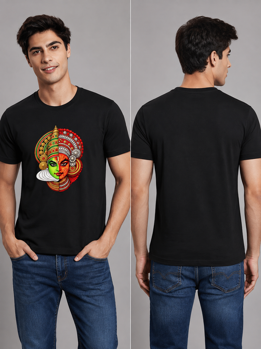 Kadhakali Printed Round Neck Regular Pre-customized Tshirt for Men
