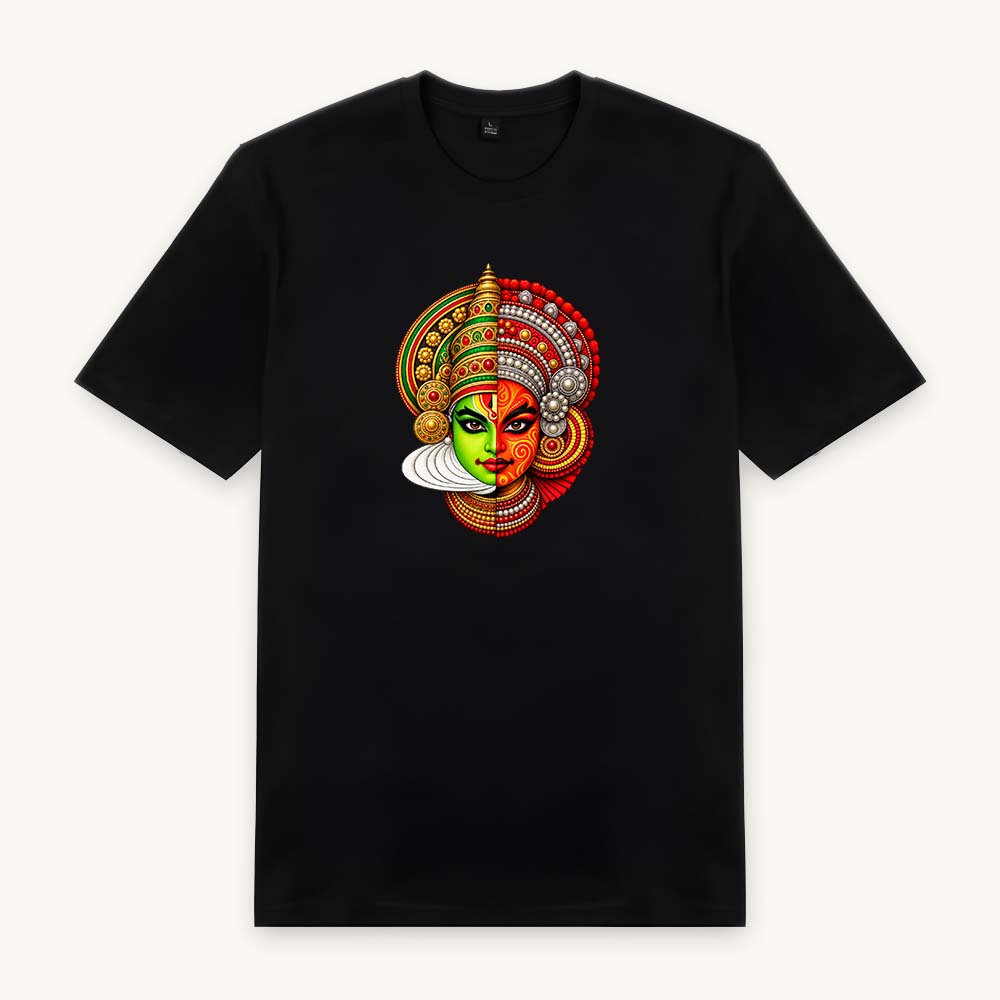 Kadhakali Printed Round Neck Regular Pre-customized Tshirt for Men