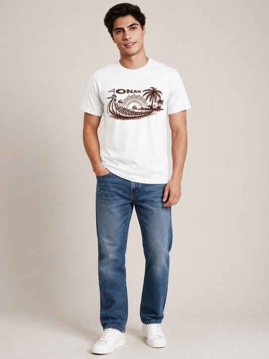 OnamBoat Printed Round Neck Regular Pre-customized Tshirt for Men