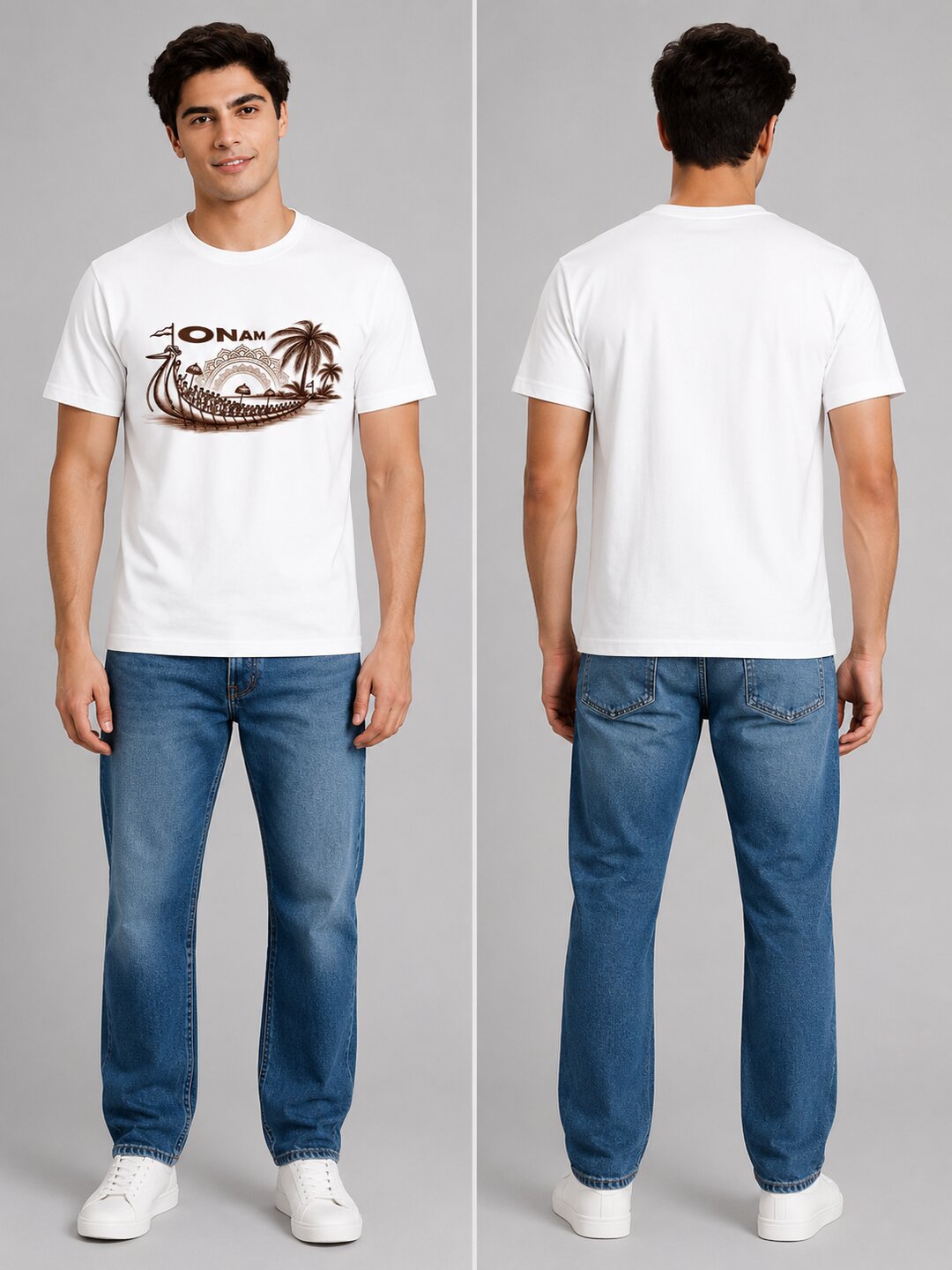 OnamBoat Printed Round Neck Regular Pre-customized Tshirt for Men