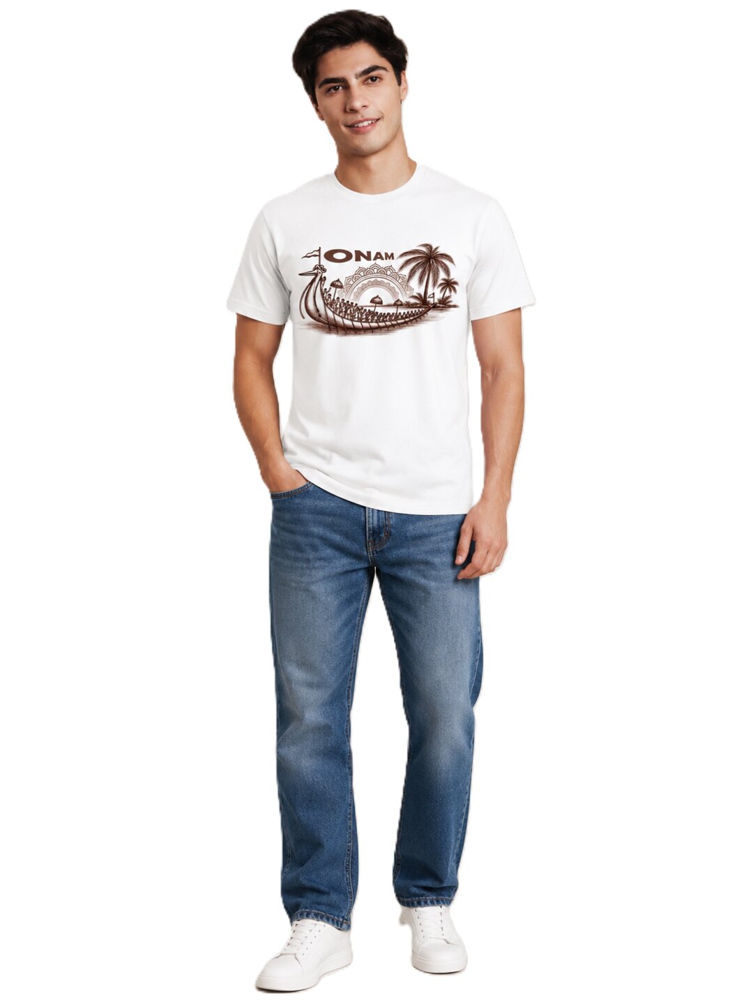 OnamBoat Printed Round Neck Regular Pre-customized Tshirt for Men
