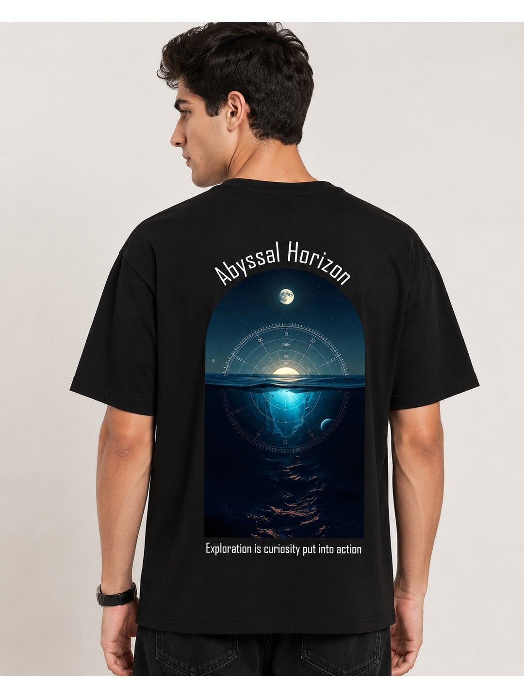 Celestial Glow Printed Round Neck Regular Pre-customized Tshirt for Men