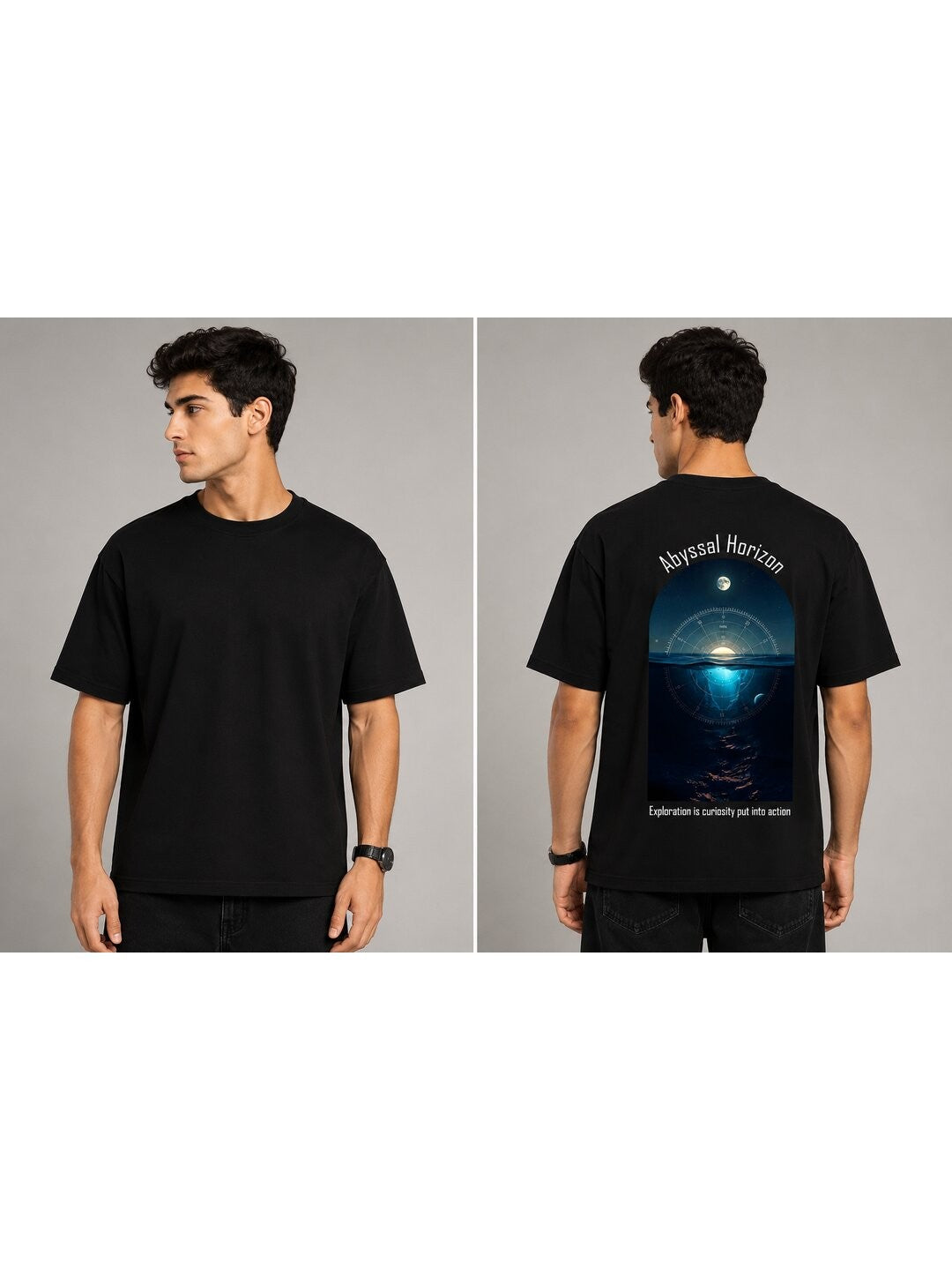 Celestial Glow Printed Round Neck Regular Pre-customized Tshirt for Men