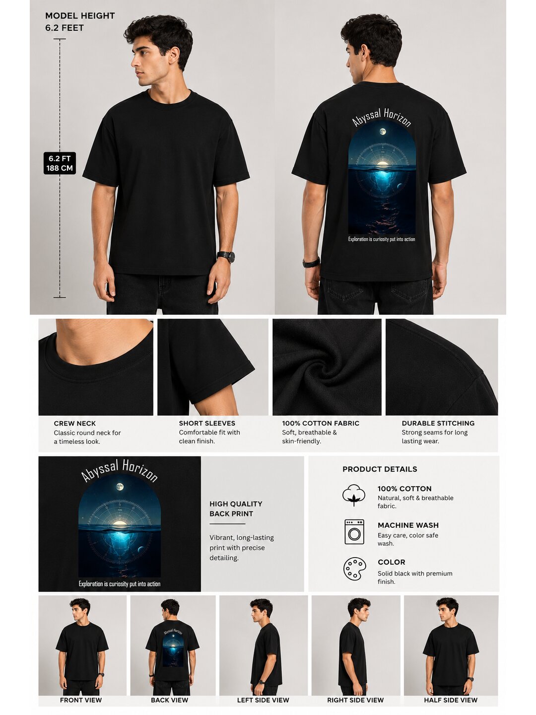 Celestial 09 Printed Round Neck Regular Pre customized Tshirt for Men