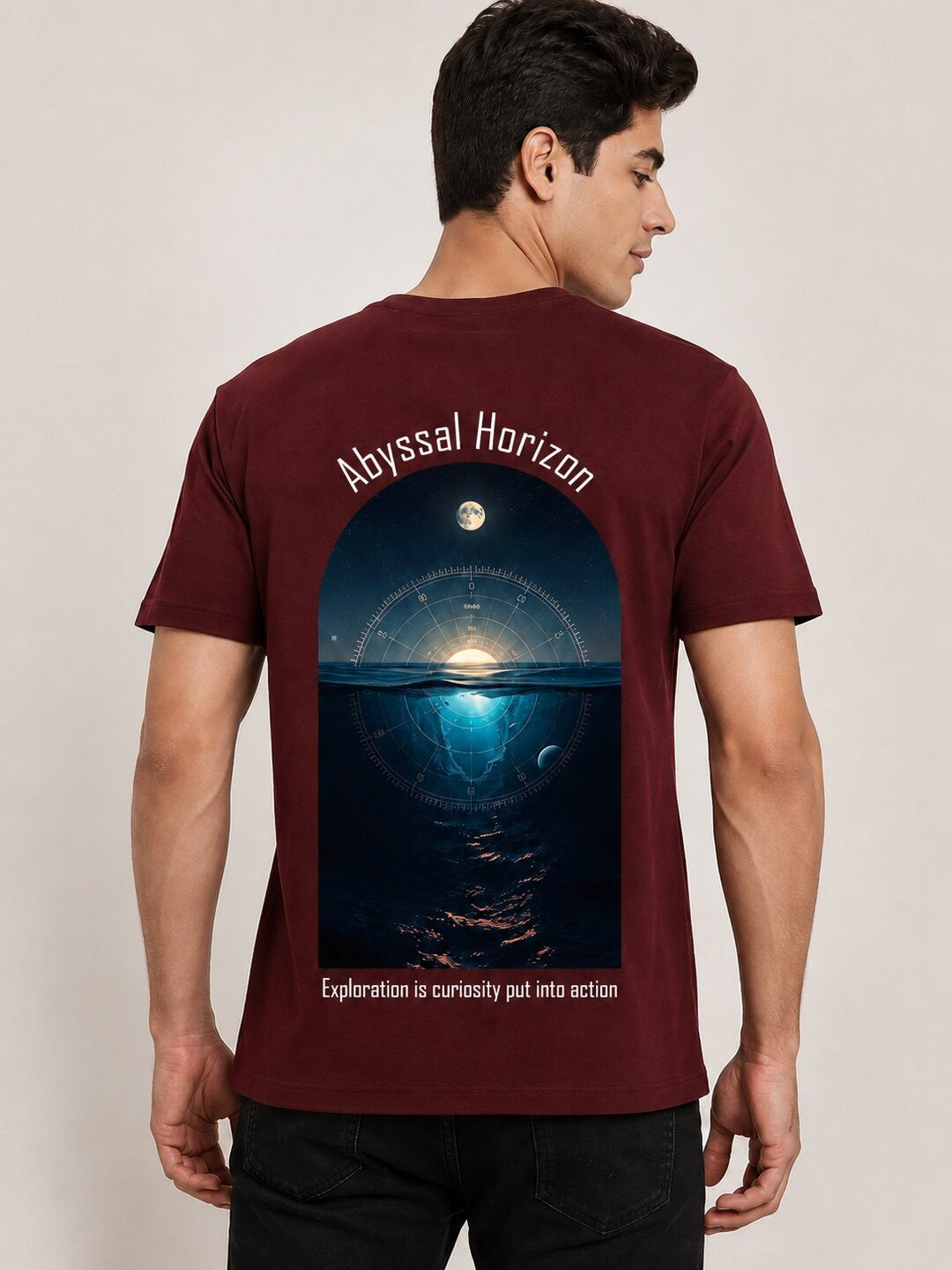 Celestial Glow Printed Round Neck Regular Pre-customized Tshirt for Men
