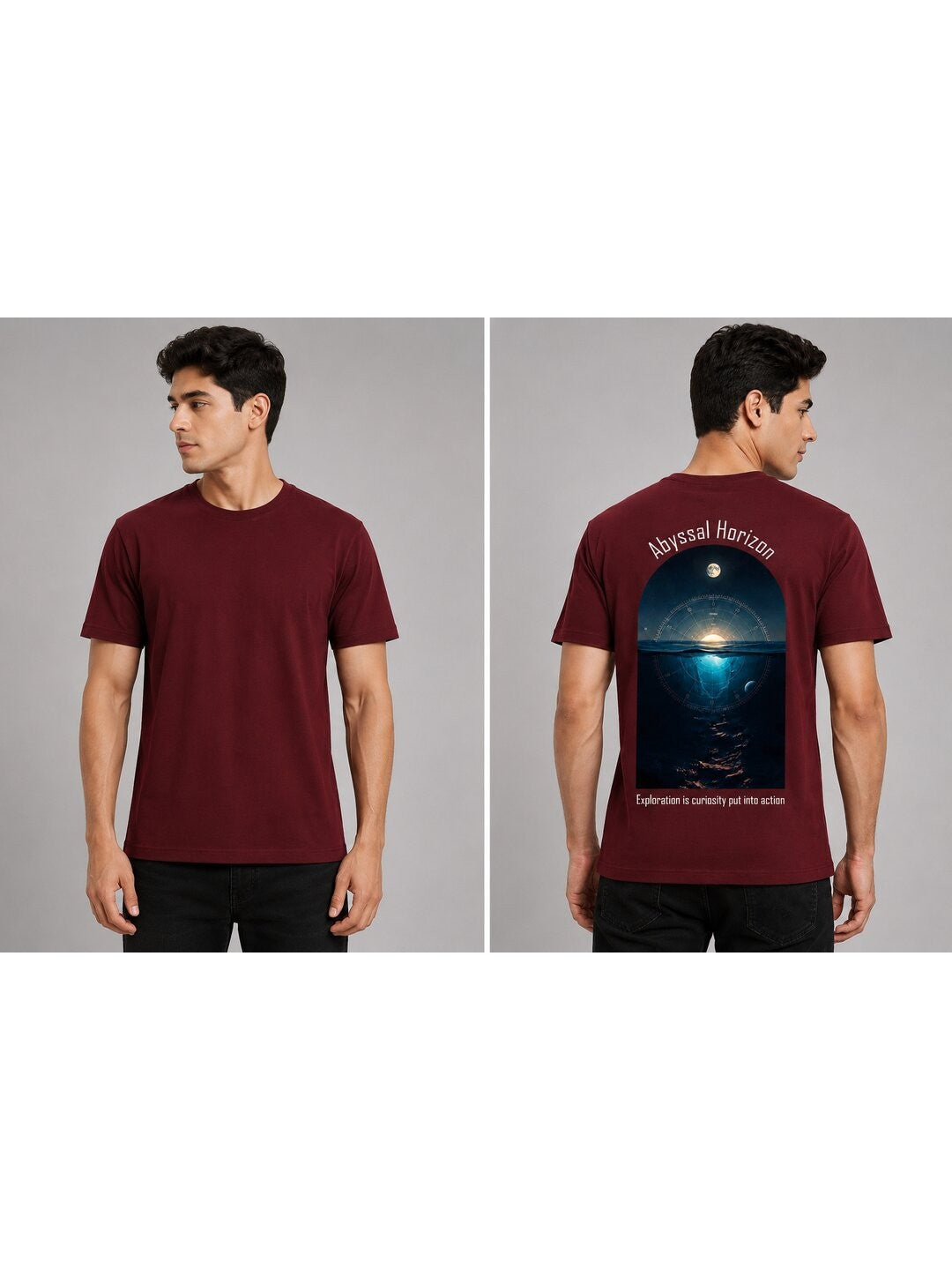 Celestial Glow Printed Round Neck Regular Pre-customized Tshirt for Men