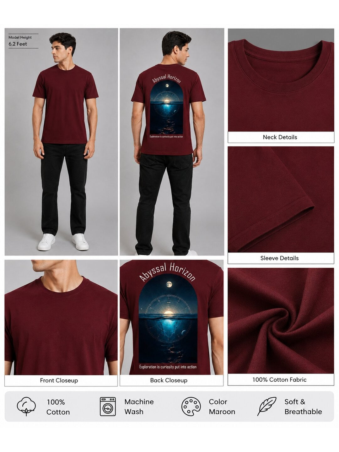 Celestial Glow Printed Round Neck Regular Pre-customized Tshirt for Men