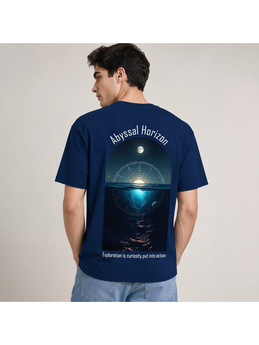 Celestial Glow Printed Round Neck Regular Pre-customized Tshirt for Men