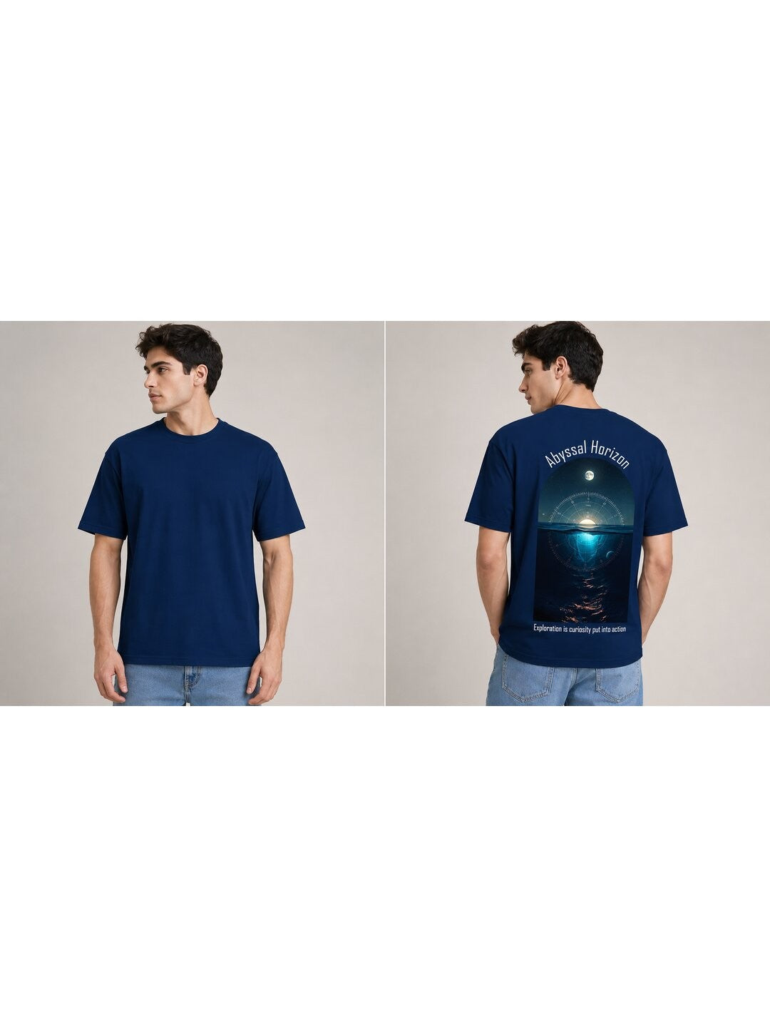 Celestial Glow Printed Round Neck Regular Pre-customized Tshirt for Men