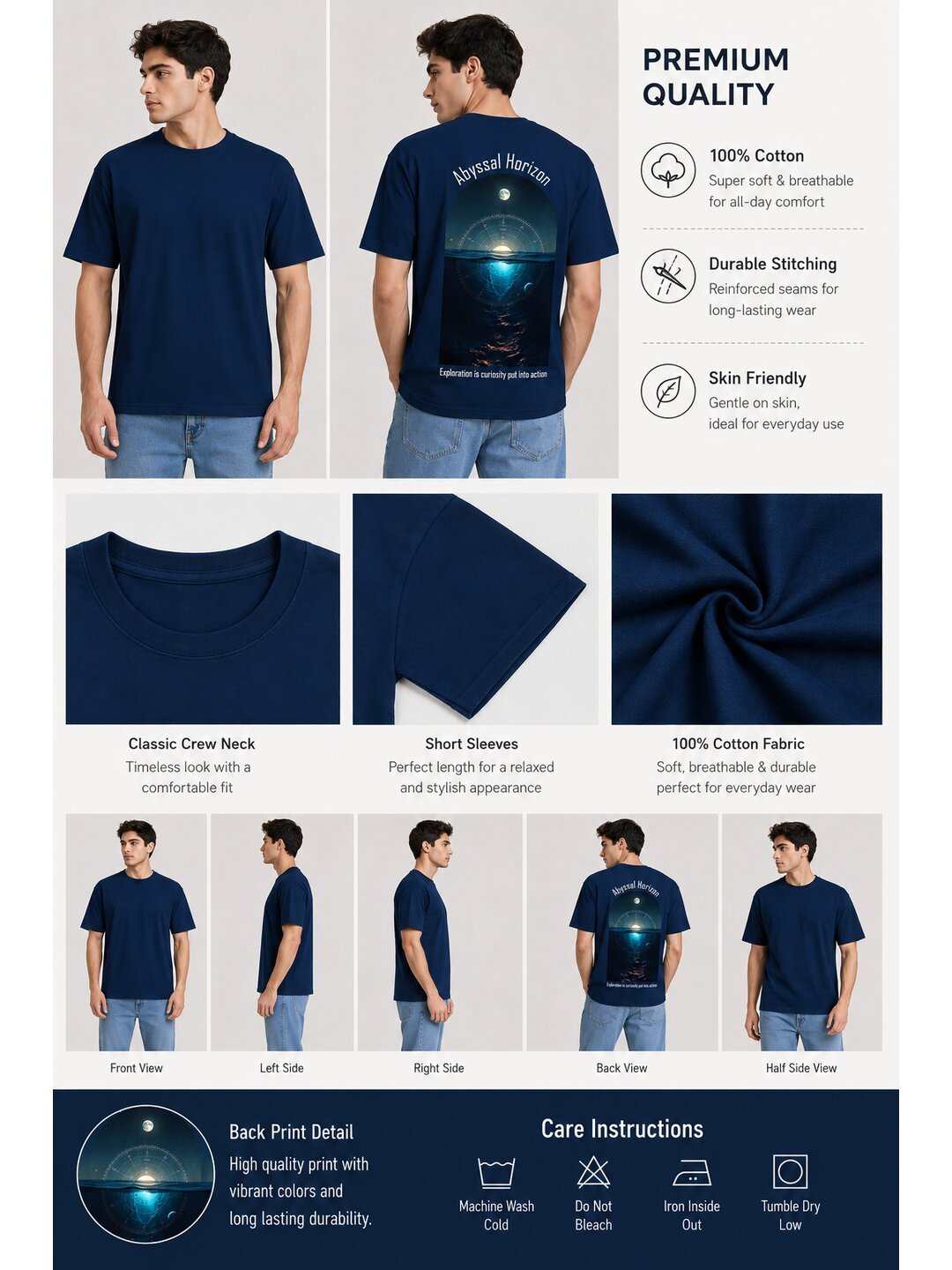 Celestial Glow Printed Round Neck Regular Pre-customized Tshirt for Men