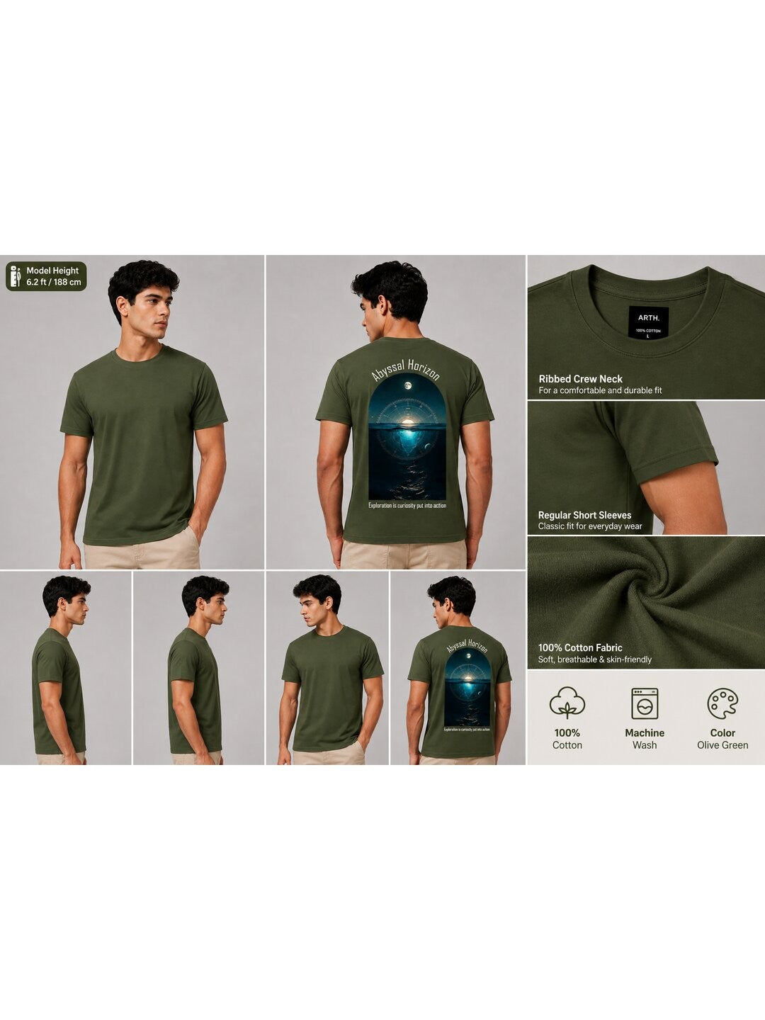 Celestial Glow Printed Round Neck Regular Pre-customized Tshirt for Men