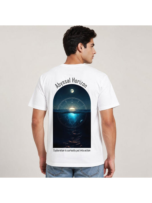 Celestial Glow Printed Round Neck Regular Pre-customized Tshirt for Men