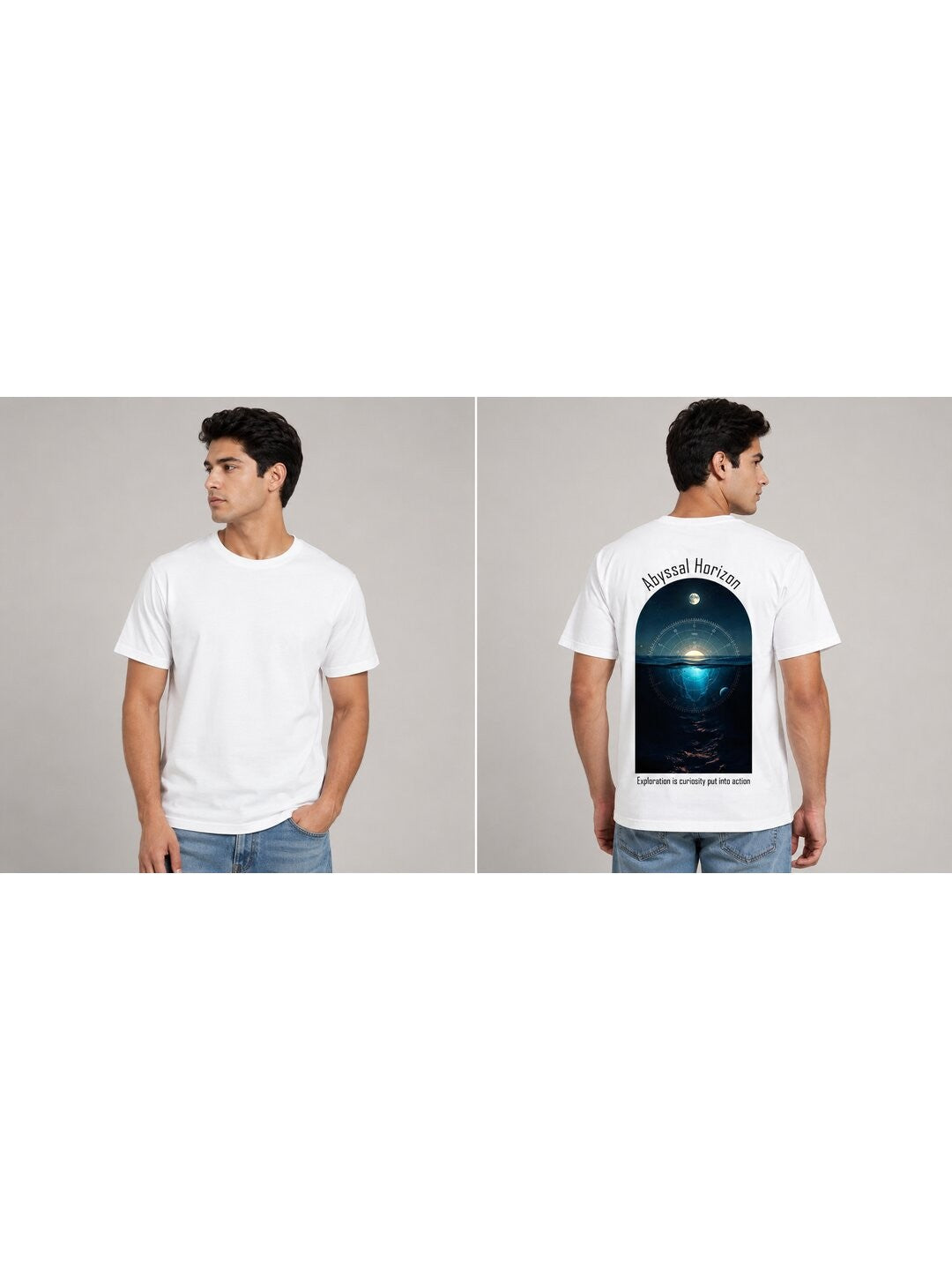 Celestial Glow Printed Round Neck Regular Pre-customized Tshirt for Men