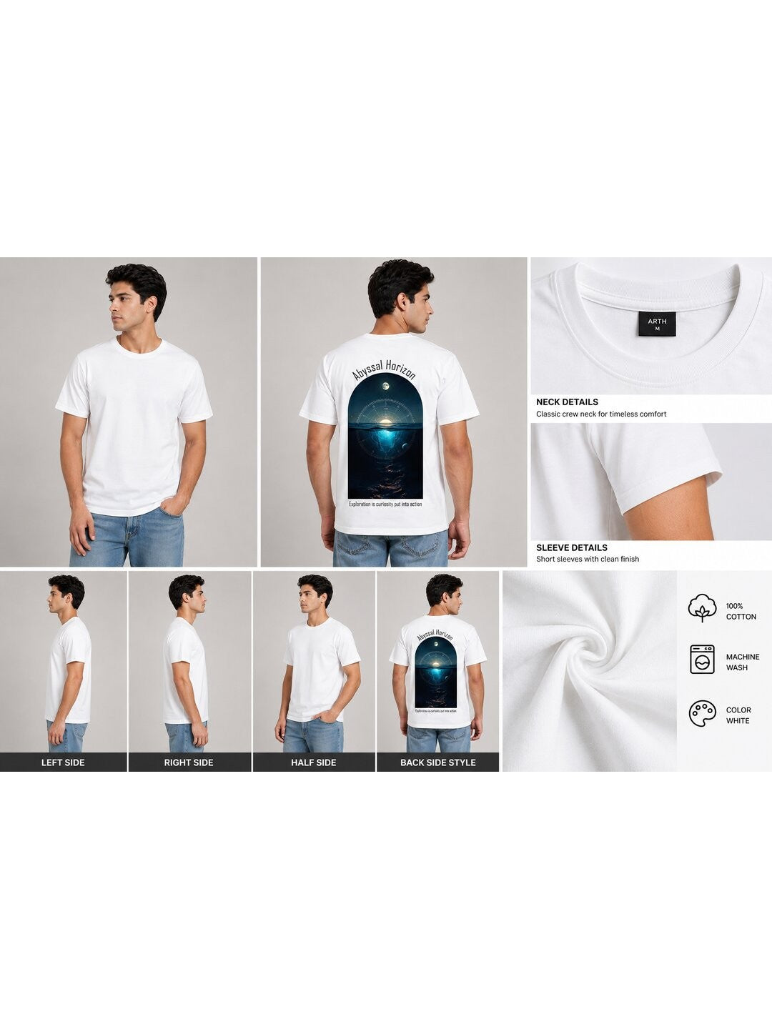 Celestial Glow Printed Round Neck Regular Pre-customized Tshirt for Men