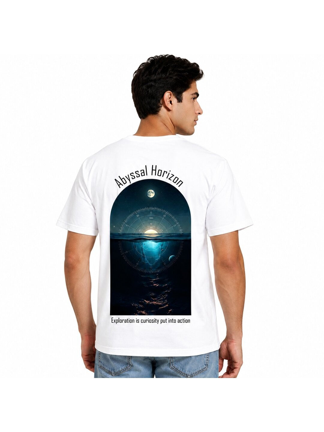 Celestial Glow Printed Round Neck Regular Pre-customized Tshirt for Men
