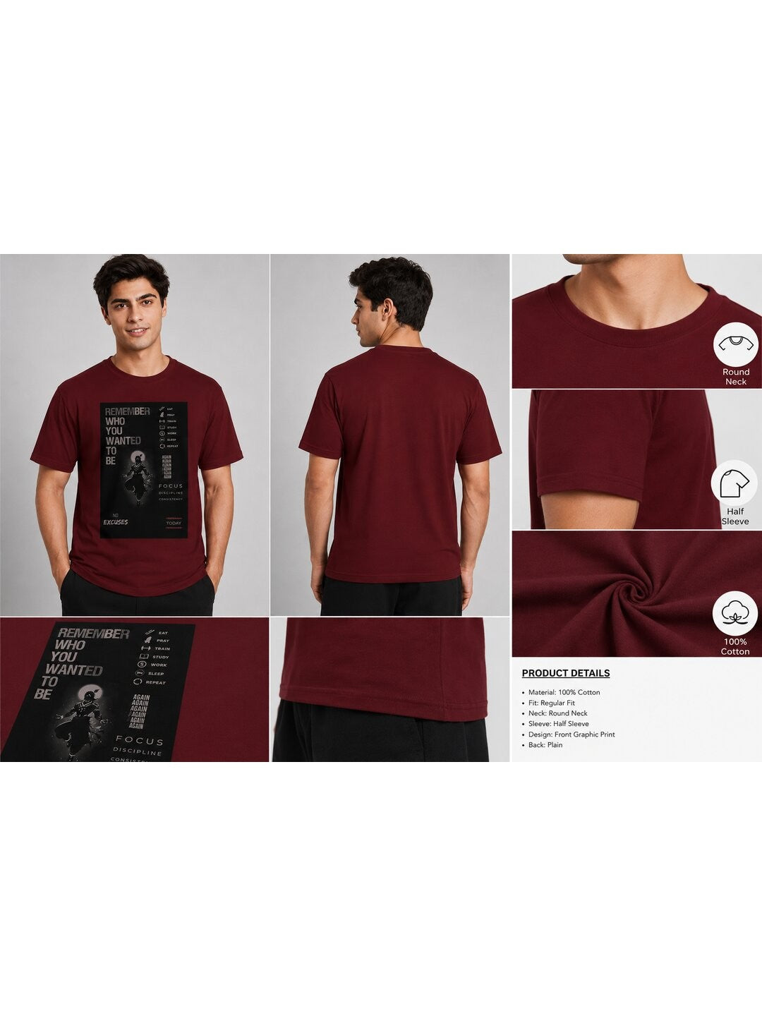 Identity Printed Round Neck Regular Pre-customized Tshirt for Men