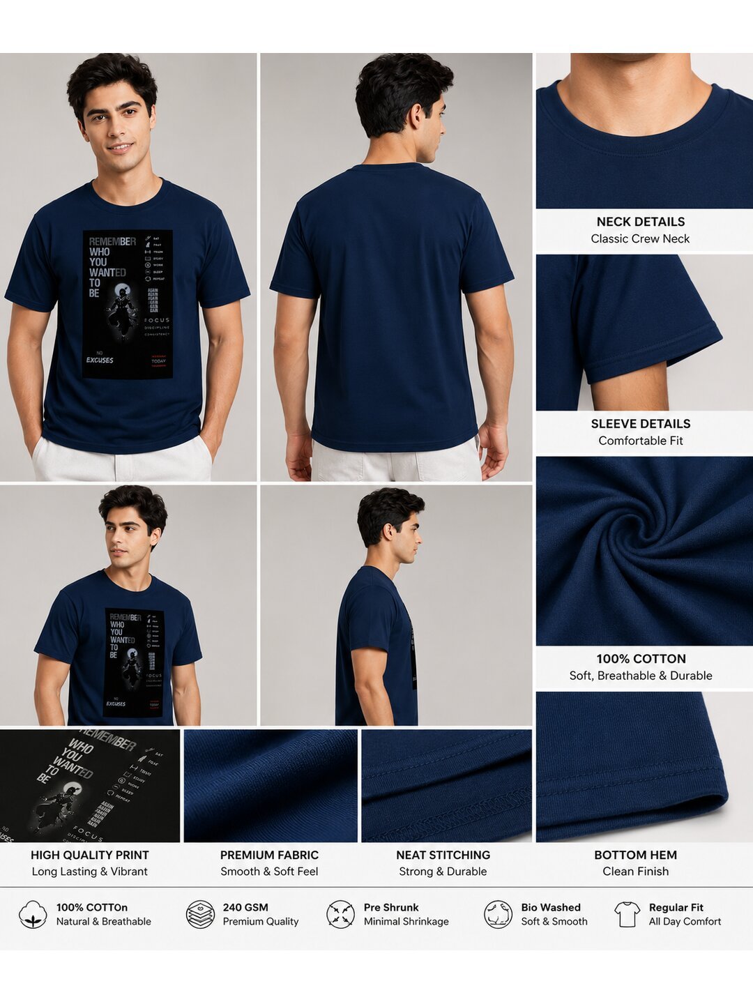 Identity Printed Round Neck Regular Pre-customized Tshirt for Men