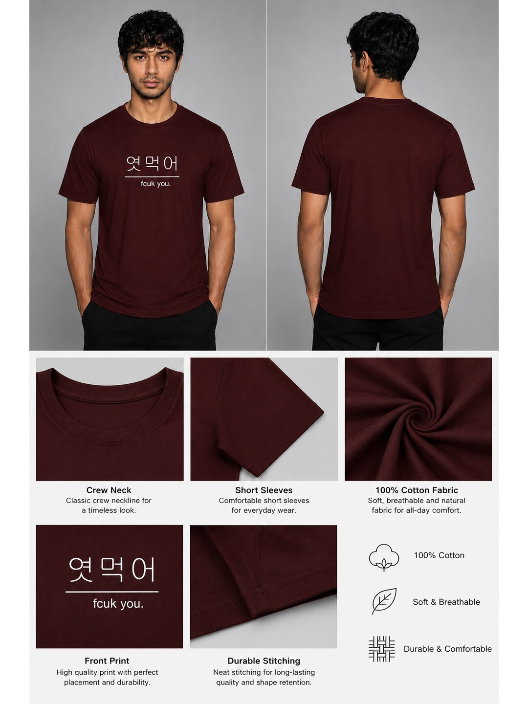 Korean 01 Printed Round Neck Regular Pre customized Tshirt for Men