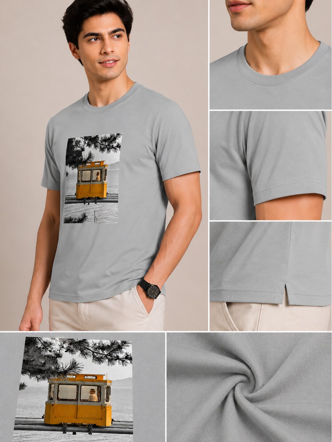 Asthetic 06 Printed Round Neck Regular Pre customized Tshirt for Men