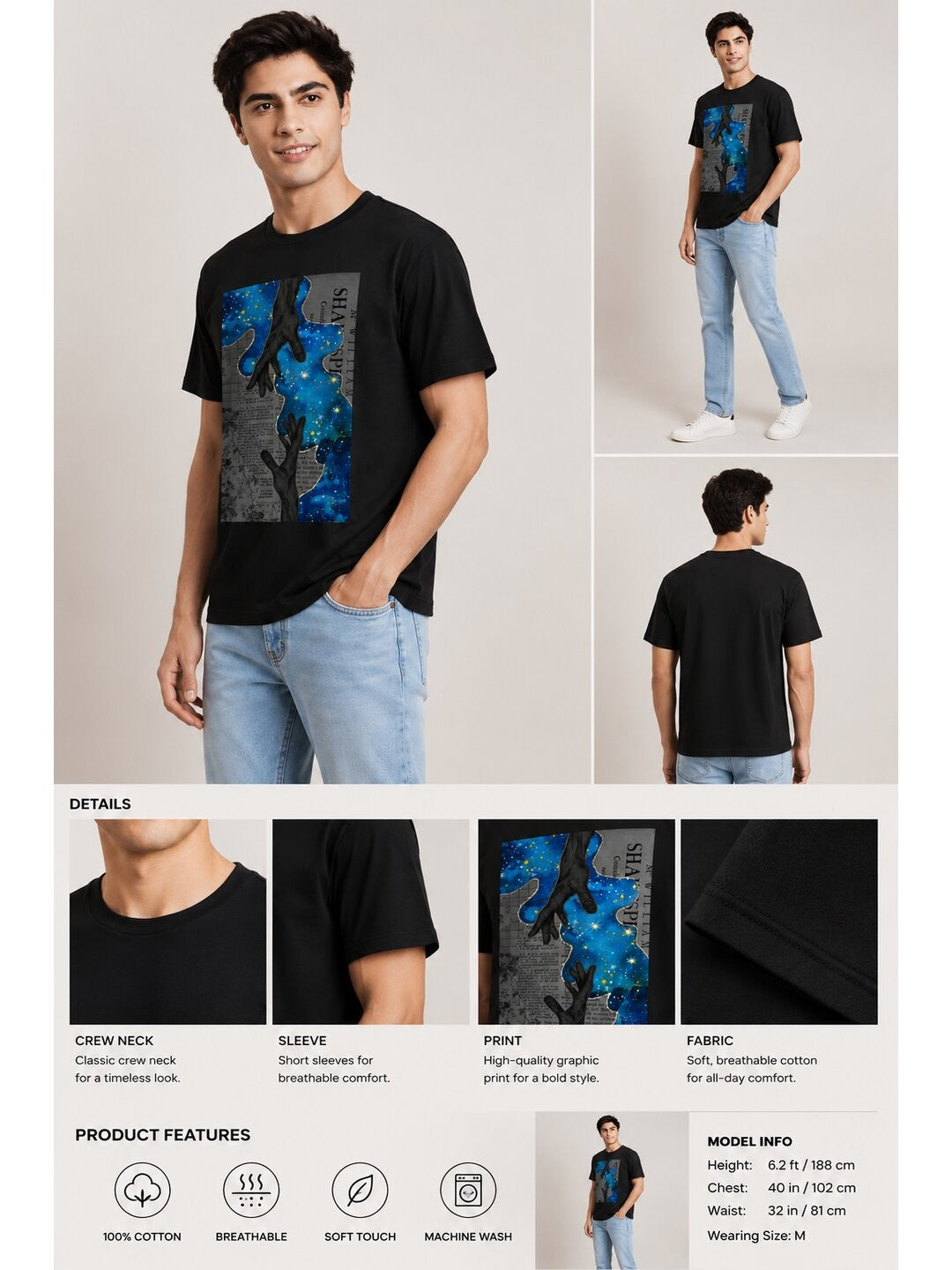 Infinity Printed Round Neck Regular Pre-customized Tshirt for Men